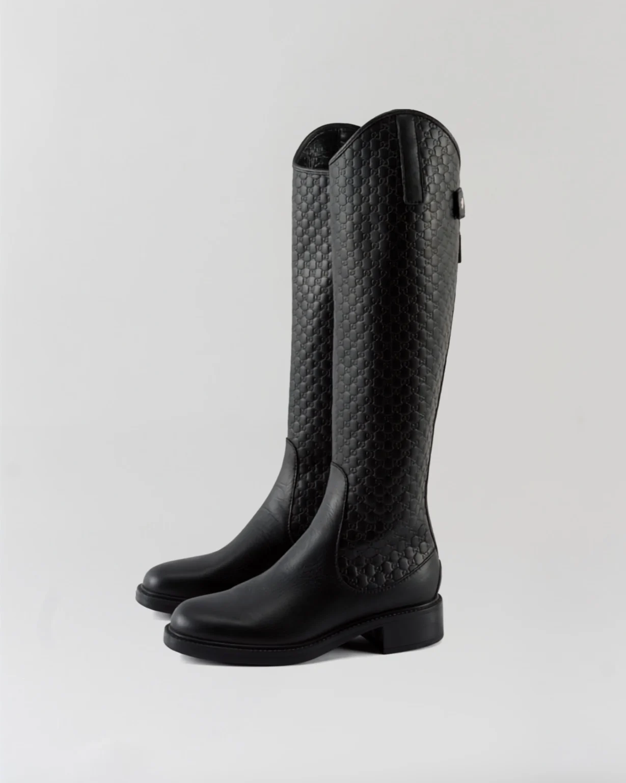 Gucci Microguccissima Riding Black Leather Boots