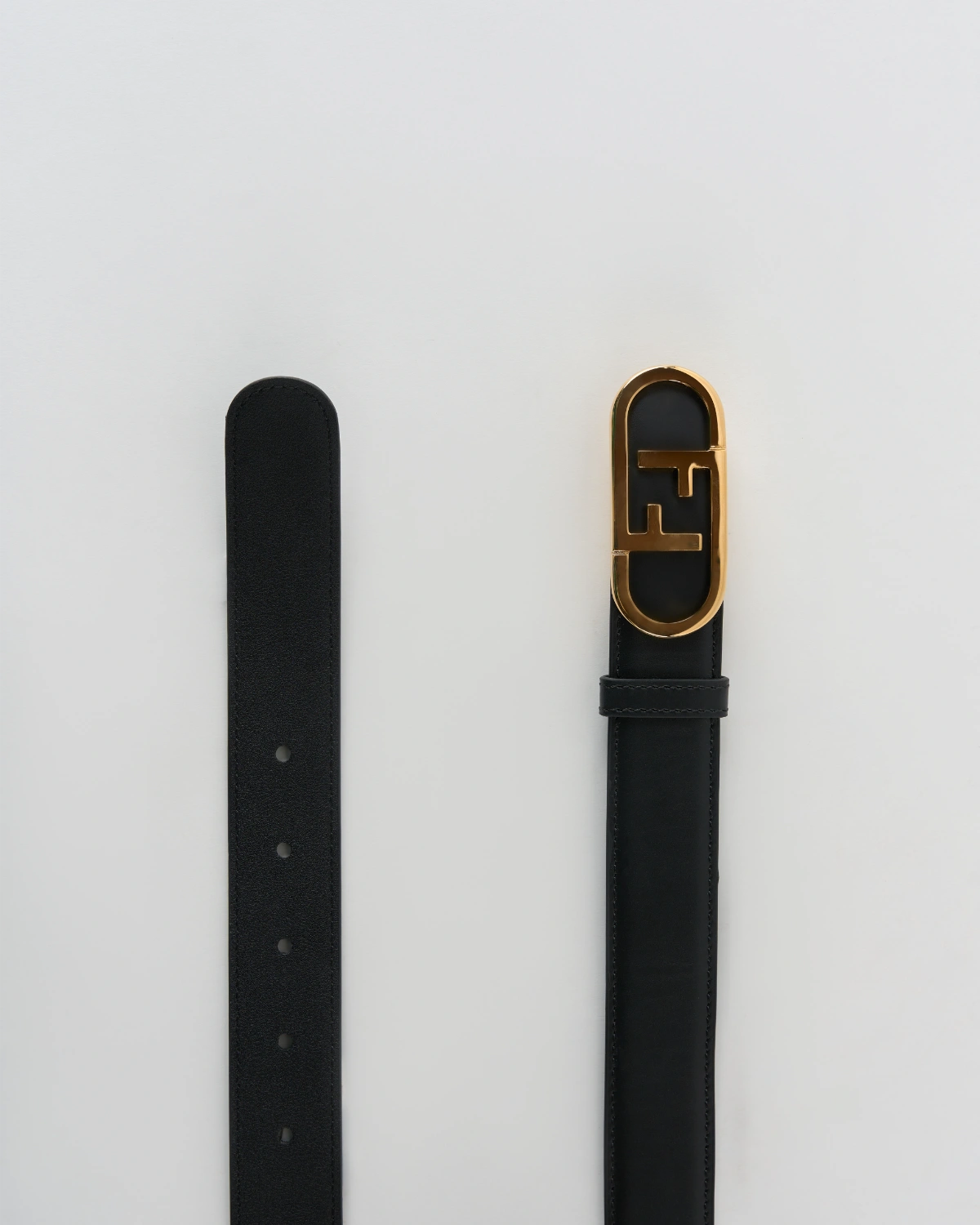 FENDI O'LOCK BLACK LEATHER BELT