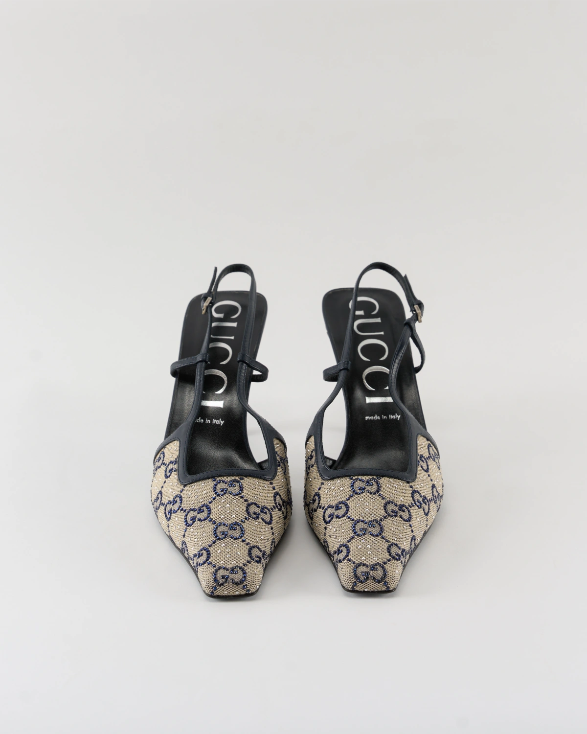 Gucci GG Crystal Canvas Slingback Pumps