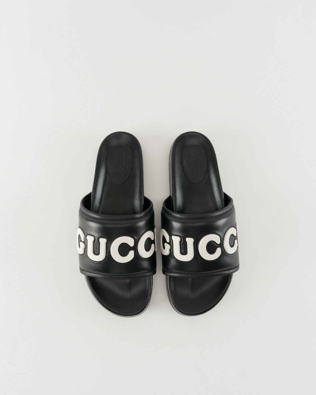 Gucci Logo Appliqued Leather Slides