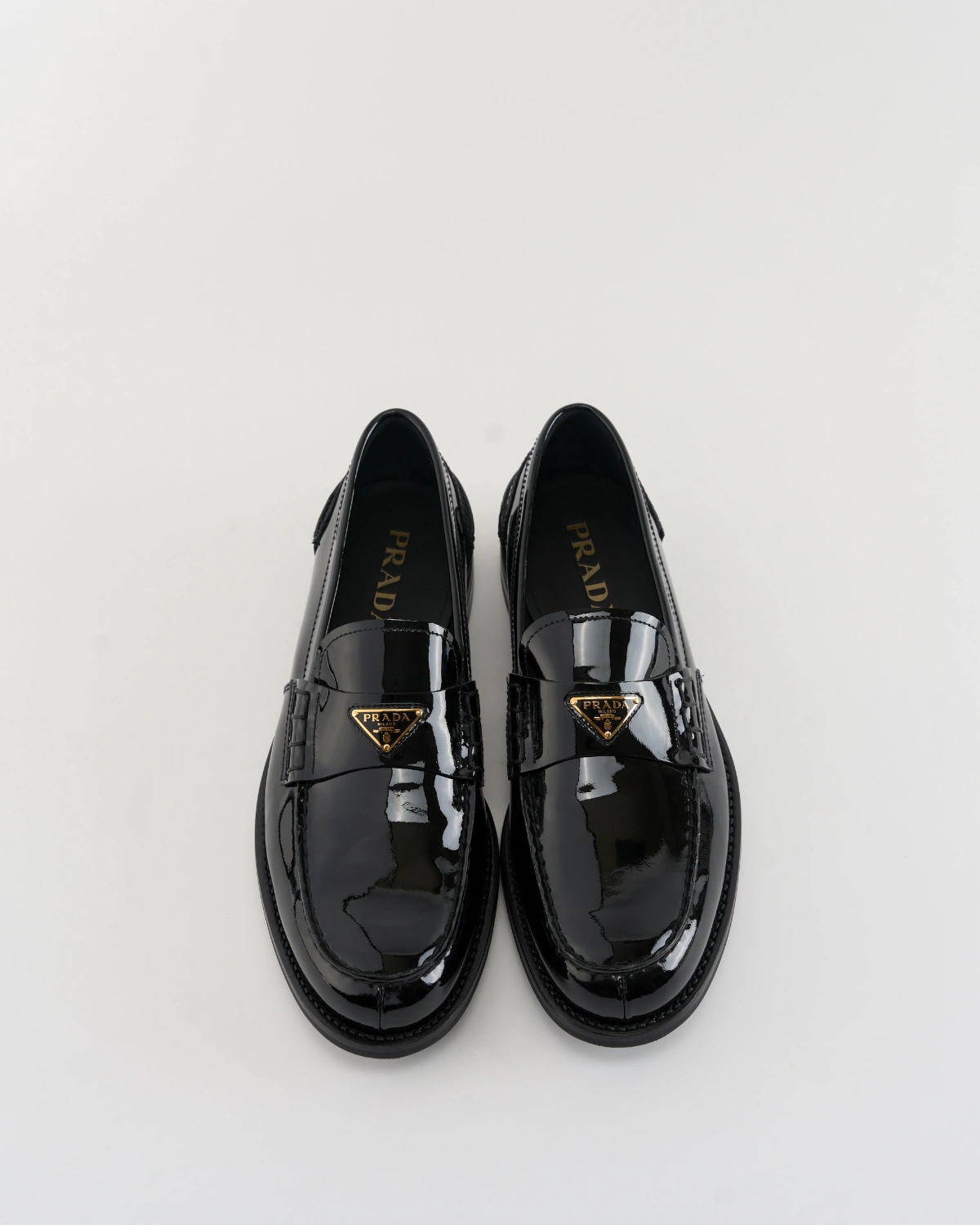 Prada Brushed Patent Leather Loafers
