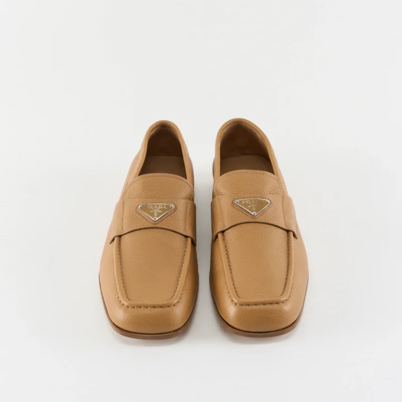 Prada Logo Plaque Leather Loafers