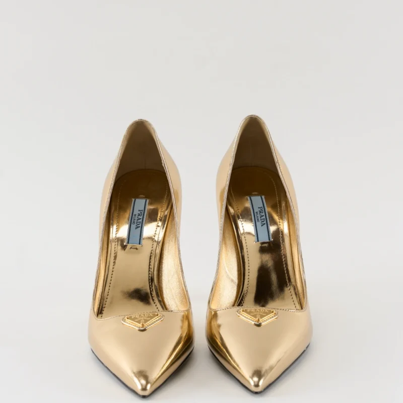Prada Metallic Logo Pumps