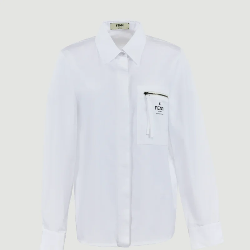 Fendi White Cotton Poplin Shirt