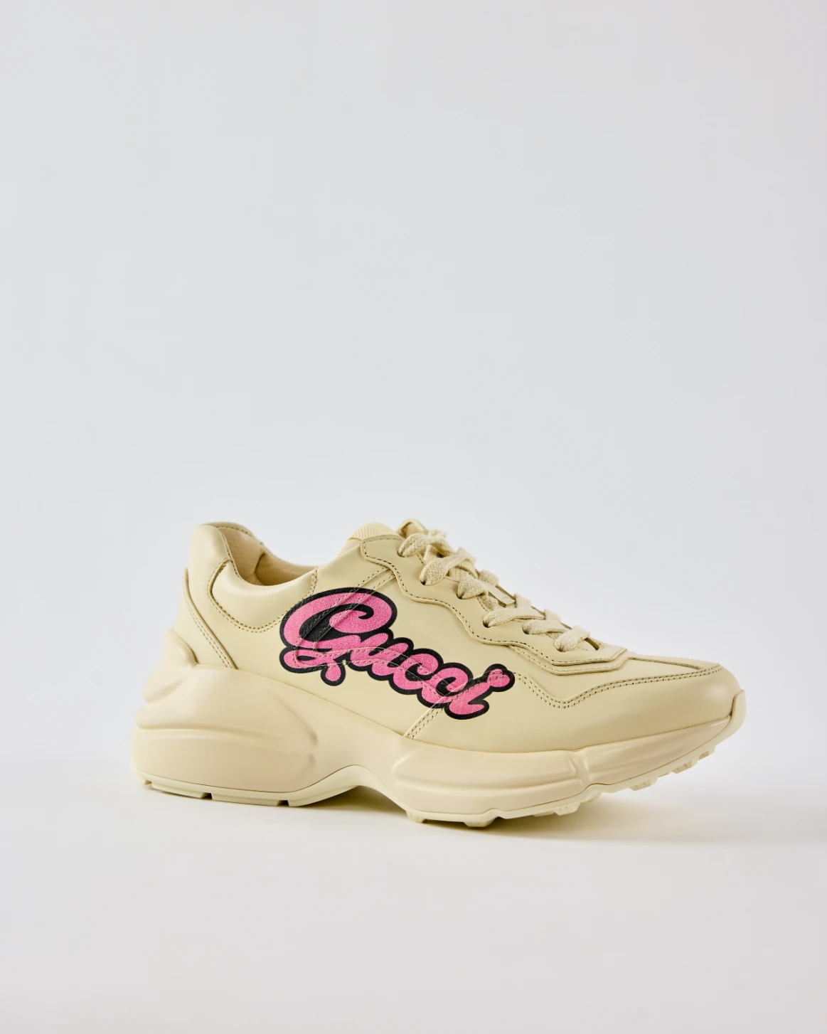 Gucci Rhyton Gucci Script Logo Leather Sneakers
