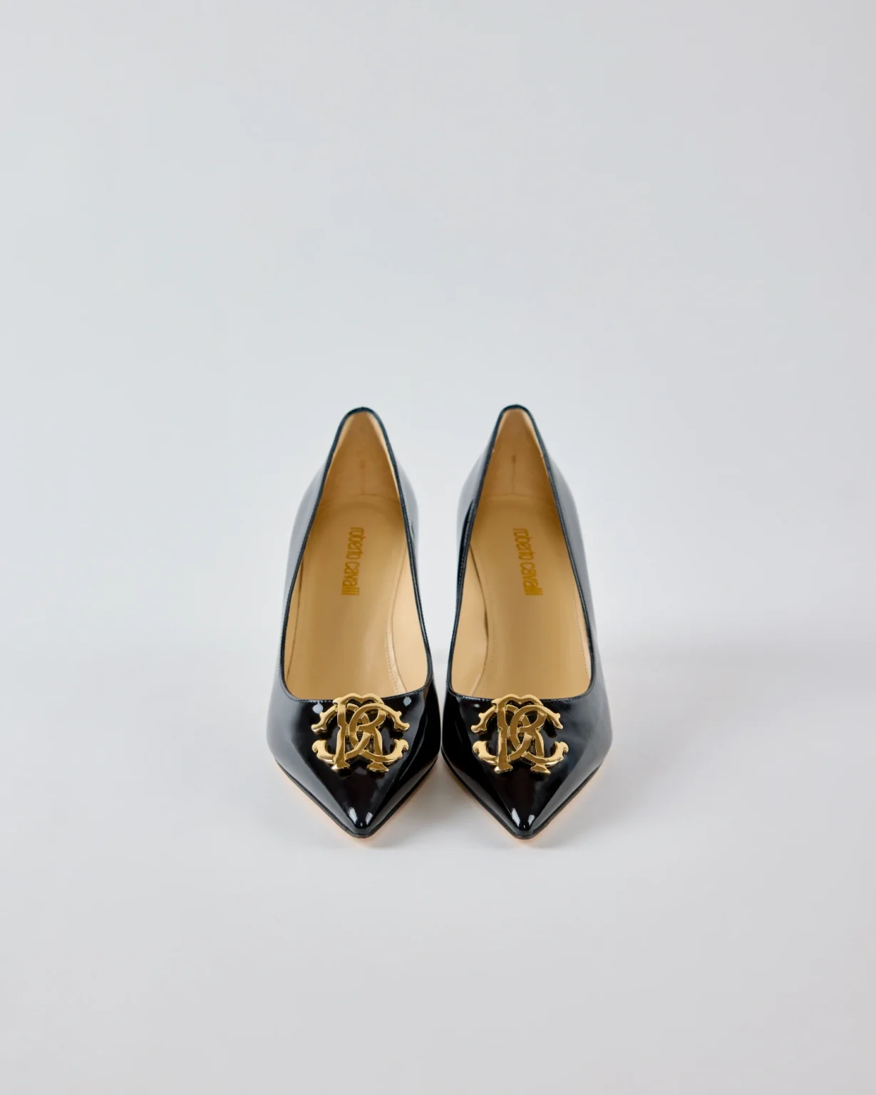 Roberto Cavalli Patent Leather Monogram Pumps