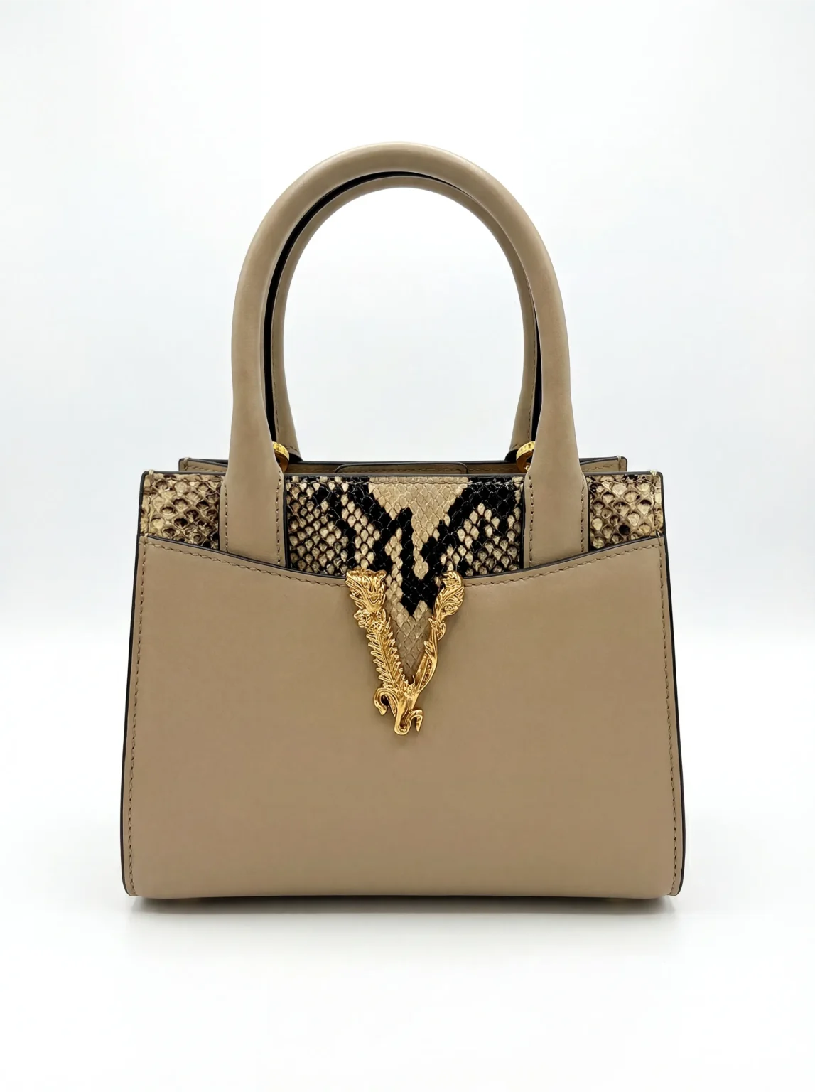 Versace Virtus Leather Top Handle Bag