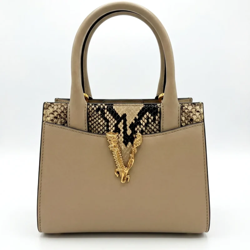 Versace Virtus Leather Top Handle Bag