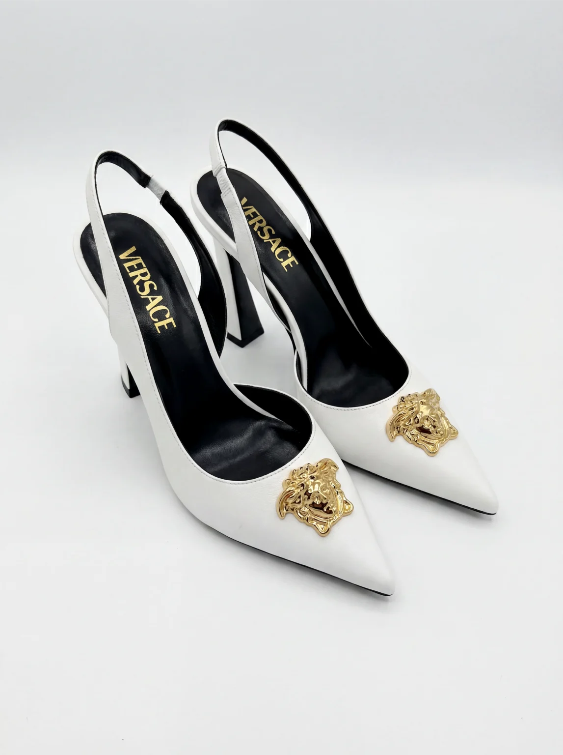 Versace La Medusa Leather Slingback Pumps