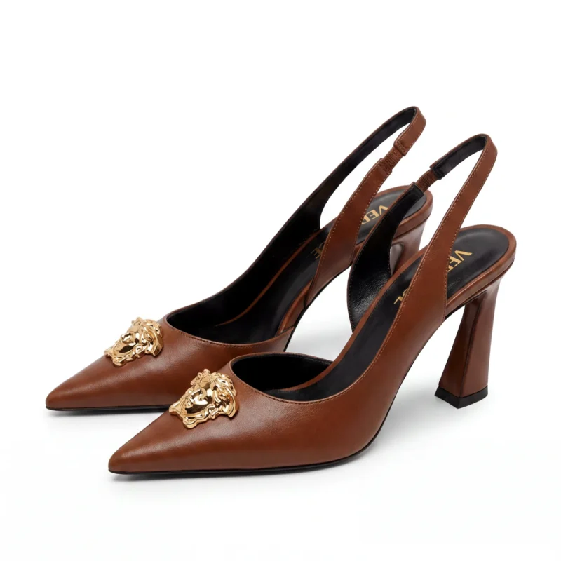 Versace La Medusa Leather Slingback Pumps
