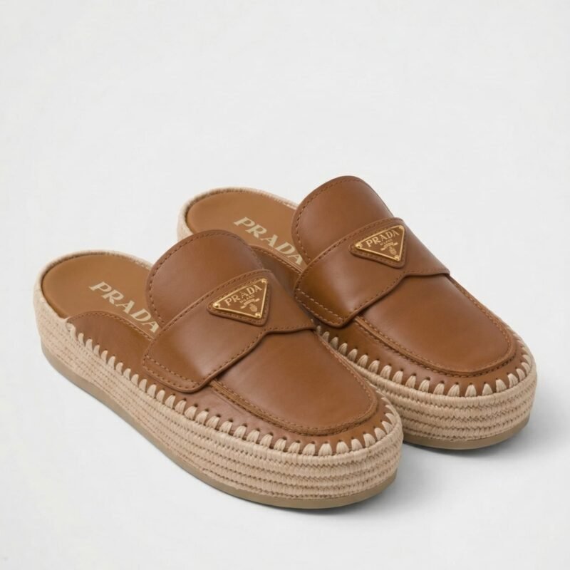 Prada Leather Espadrille Mules