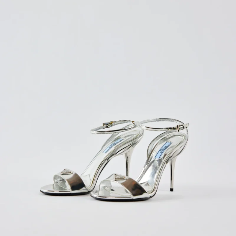Prada Metallic Logo Heels