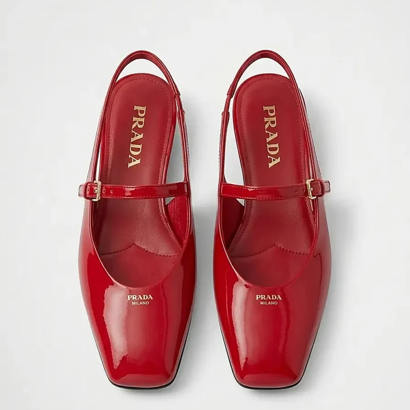 Prada Leather Slingback Ballerina Shoes