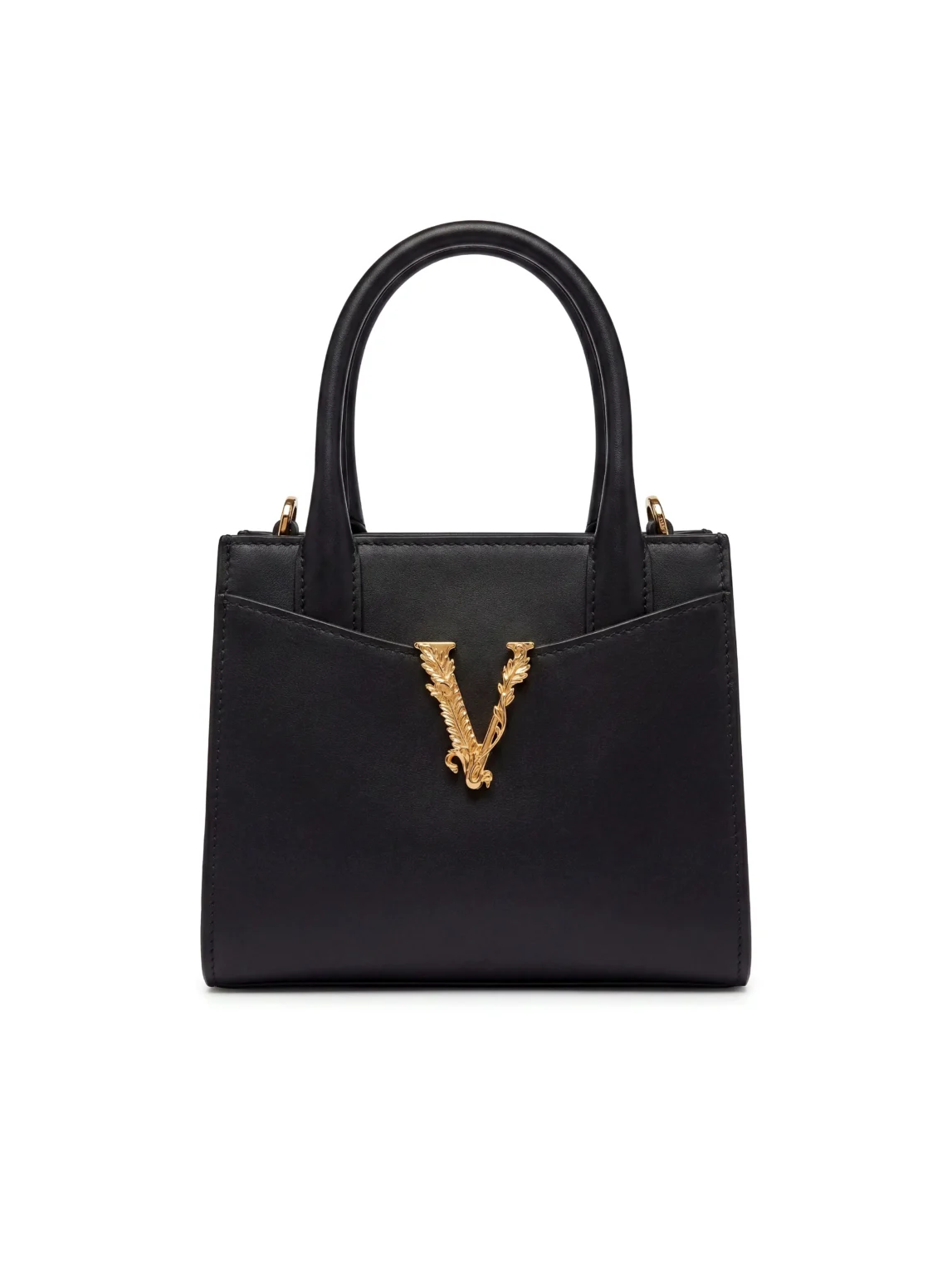 Versace Virtus Leather Top Handle Bag