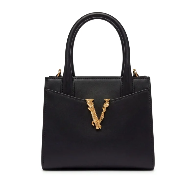 Versace Virtus Leather Top Handle Bag