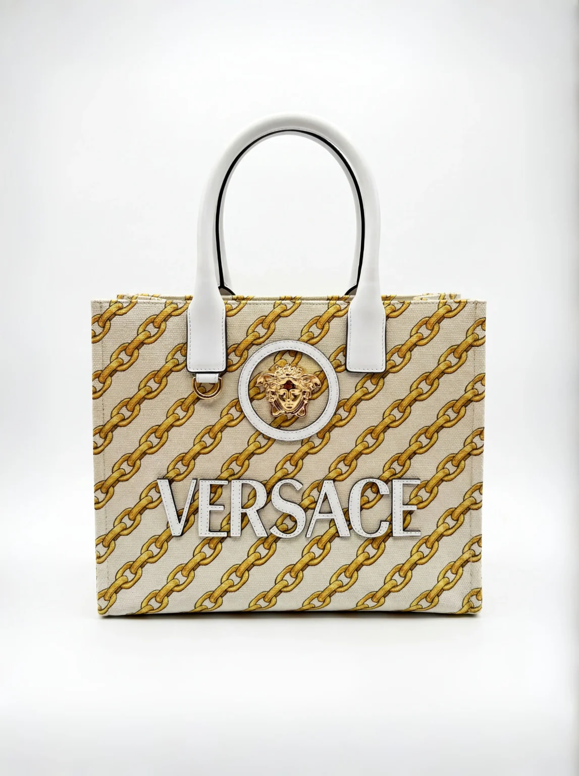 Versace Chain Stripes La Medusa Tote Bag