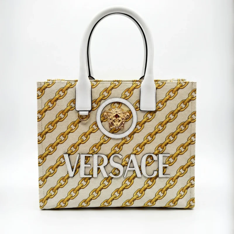Versace Chain Stripes La Medusa Tote Bag