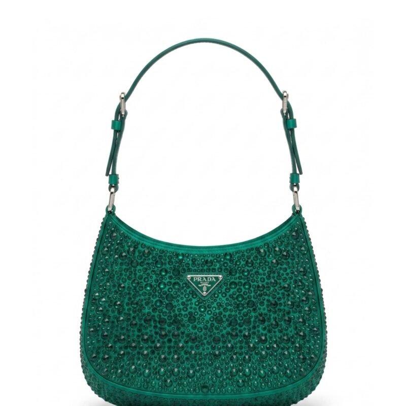 Prada Cleo Satin Crystal Shoulder Bag