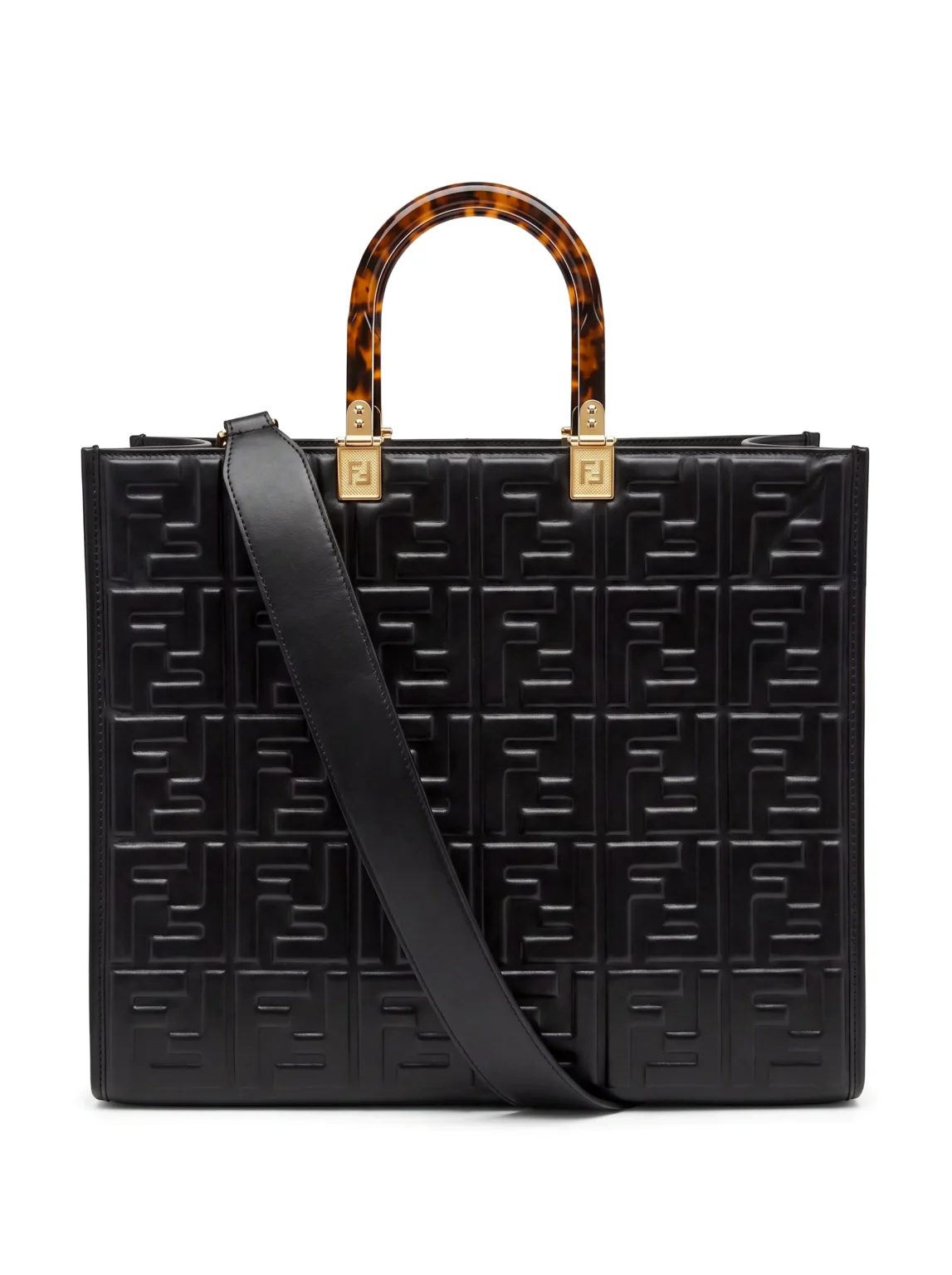 Fendi Medium Sunshine Shopper FF Embossed Leather Tote
