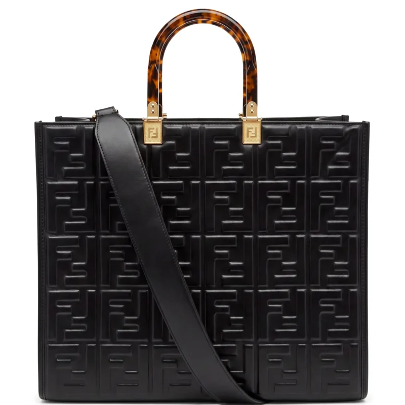 Fendi Medium Sunshine Shopper FF Embossed Leather Tote