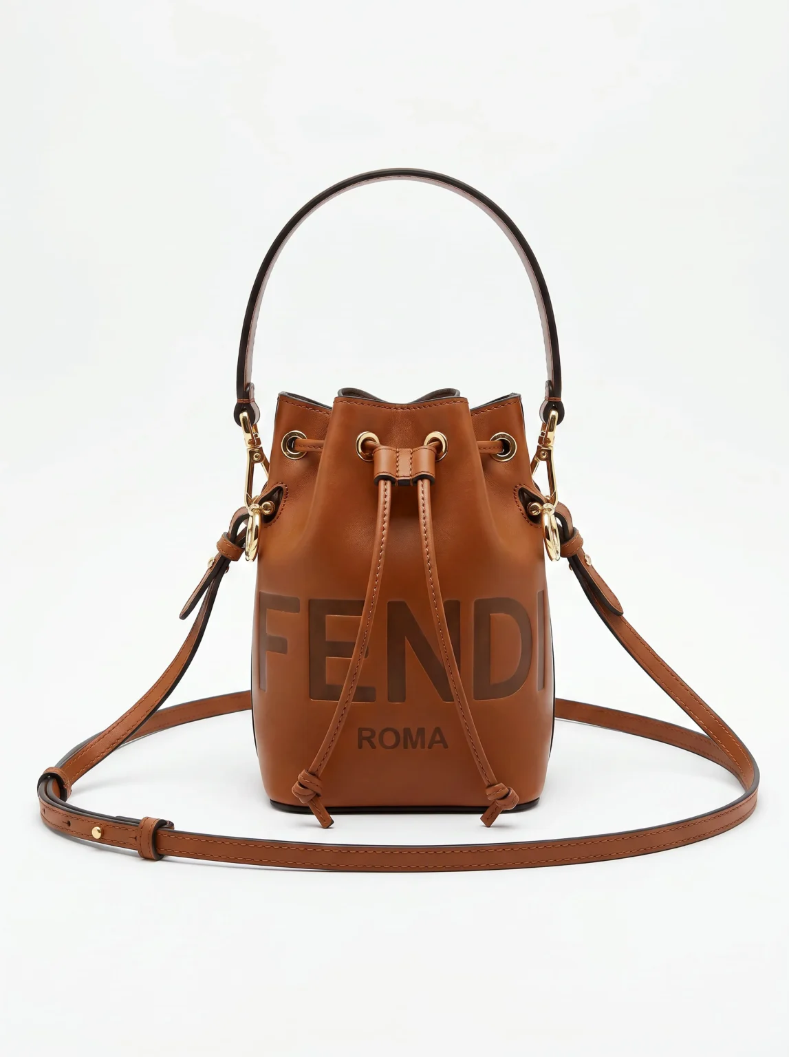 Fendi Mon Tresor Mini Logo-Embossed Bucket Bag