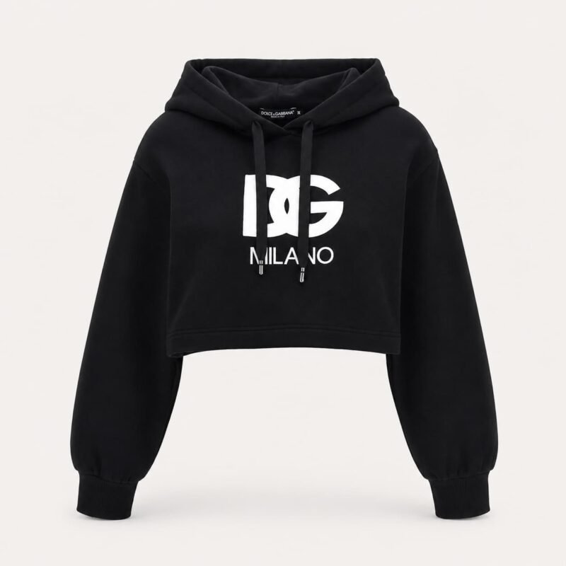 Dolce & Gabbana Logo Embroidery Cropped Hoodie