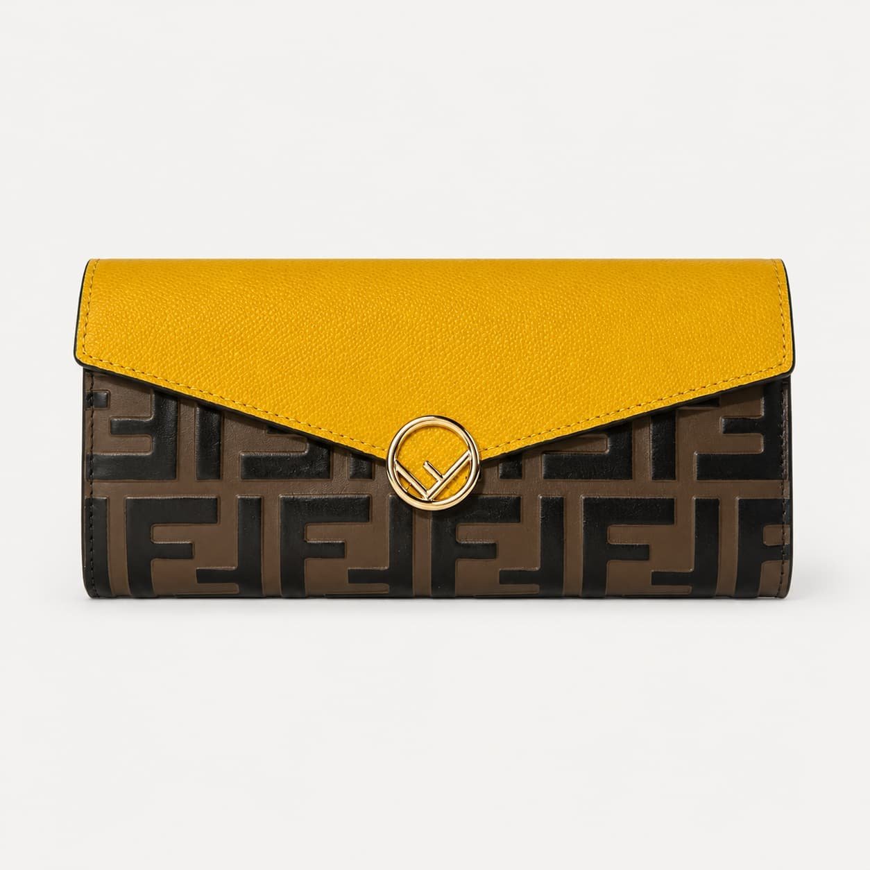 Fendi Brown & Yellow Continental Wallet