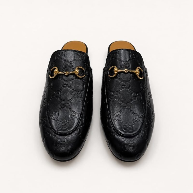 Gucci GG Embossed Leather Mules